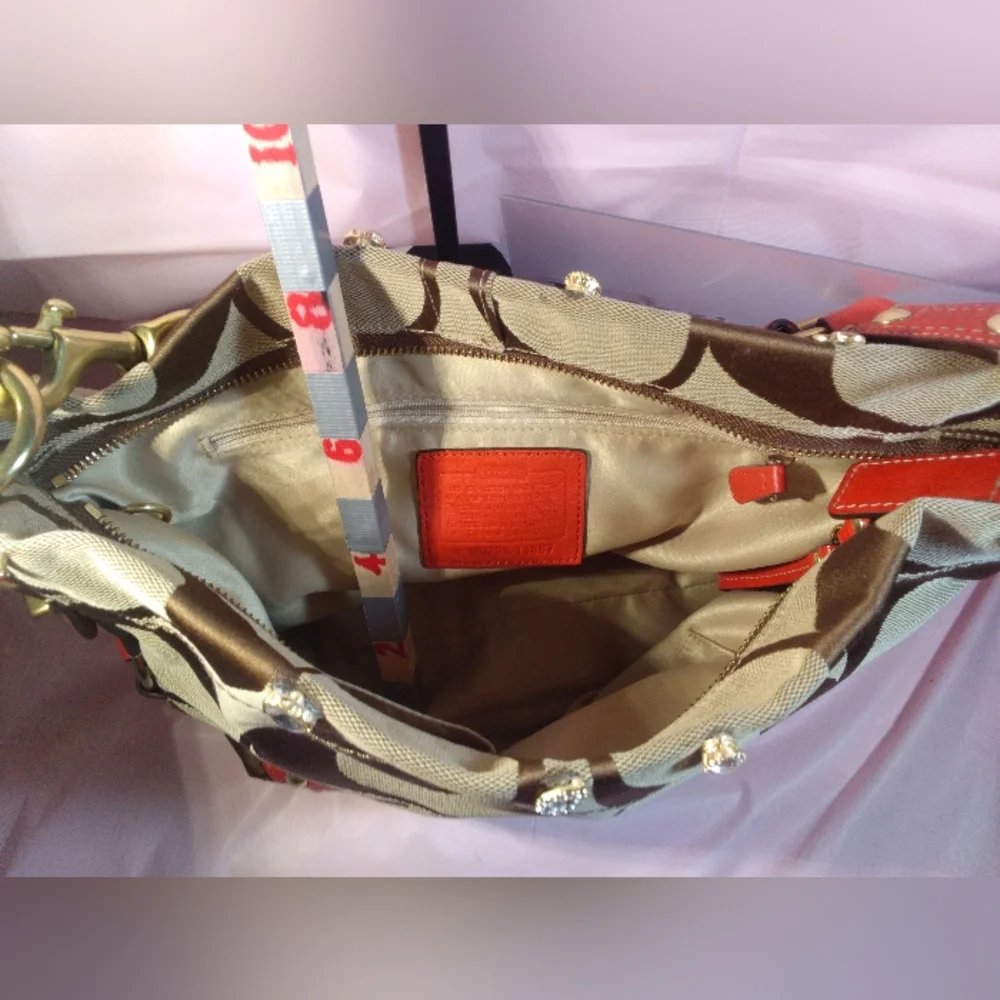 Coach Signature Tote w/Red Strap M0726-11867    Blinged § # - Picture 10 of 13